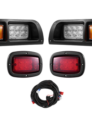 Golf Cart Light Kit, 12 Volt, LED Headlight and Tail Light Kit with Wiring Harness, Switch, Zip Ties, ABS Housing, High-Brightness, Waterproof and Dustproof, Fit for EZGO TXT 1996-2013 Models