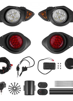 Golf Cart Light Kit, 12 Volt, Street Legal LED Headlight and Taillight Kit with Wiring Harness, Turn Signals, Hazard Light, Switch Horn, Brake Pad, Zip Ties, ABS Housing, for Yamaha G29 2007-Up