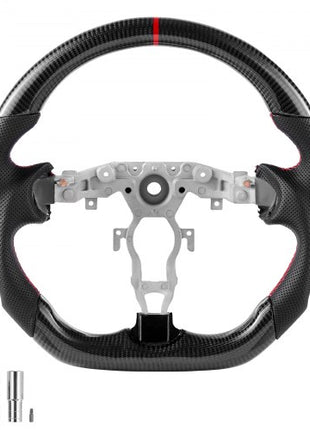 Steering Wheel for 2008-2020 Nissan 370Z, Carbon Fiber Steering Wheel D-Shaped Flat-Bottom, Leather Grip with Non-Slip Texture & Precise Stitching, Accessories Replacement for Nissan 370Z, Black
