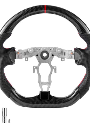 Steering Wheel for 2008-2020 Nissan 370Z, Carbon Fiber Steering Wheel D-Shaped Flat-Bottom, Leather Grip with Non-Slip Texture & Precise Stitching, Accessories Replacement for Nissan 370Z, Black