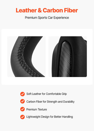 Steering Wheel for 2016-2023 Tesla Model 3, Carbon Fiber Steering Wheel D-Shaped Flat-Bottom with Heating Function, Leather Grip with Non-Slip Texture, Accessories Replacement for Model 3, Black