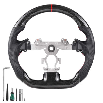 Steering Wheel for 2007-2013 Infiniti G37, Carbon Fiber Steering Wheel D-Shaped Flat-Bottom, Leather Grip with Non-Slip Texture & Precise Stitching, Accessories Replacement for Infiniti, Black