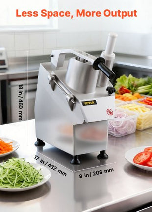 110V Commercial Food Processor 2 Feeding Holes, 550W Electric Vegetable Slicer 1600 RPM, Stainless Steel Vegetable Processor Detachable 6-blades, 3mm/4mm/7mm Shred, 2mm/4mm Slice