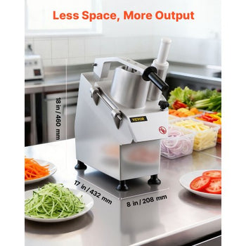 110V Commercial Food Processor 2 Feeding Holes, 550W Electric Vegetable Slicer 1600 RPM, Stainless Steel Vegetable Processor Detachable 6-blades, 3mm/4mm/7mm Shred, 2mm/4mm Slice