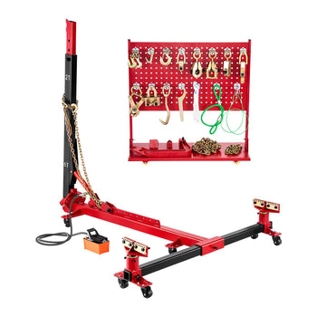 Auto Body Frame Puller Straightener, 6T Tension Car Body Repair Equipment with 6000PSI Hydraulic Foot Pump & Swivel Post, Includes 16 Straightening Tools, for Auto Repair Shop, Sedan SUV Pickup