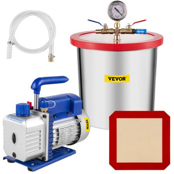 3 Gallon Vacuum Chamber Kit Stainless Steel Degassing Chamber 12L Vacuum Degassing Chamber Kit with 3.6 CFM 1 Stage Vacuum Pump HVAC