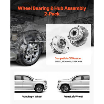 2PCS Front Wheel Bearing & Hub Assembly Fit for 2018 Audi Q3 Komfort Premium Plus Sport Utility 4-Door Volkswagen Beetle Coast Convertible 2-Door 2.0L OEM 513253, Wheel Bearing Hub Assembly Set