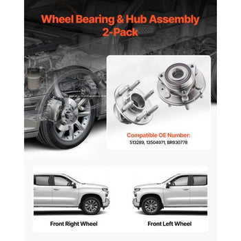 2PCS Front Wheel Bearing & Hub Assembly Fit for 2014-2016 Cadillac SRX Base Luxury Performance Premium Sport Utility 4-Door 3.6L OEM 513289, Wheel Bearing Hub Assembly Set, 13504971 BR930778