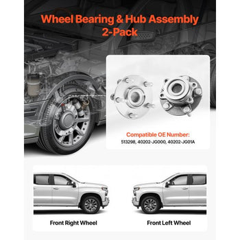 2PCS Front Wheel Bearing & Hub Assembly Fit for 2014-2015 Nissan Rogue Select S Sport Utility 2013 Advance 2012 Sentra SE-R Spec V Sedan 4-Door 2.5L OEM 513298, Wheel Bearing Hub Assembly Set