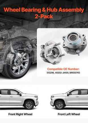 2PCS Front Wheel Bearing & Hub Assembly Fit for 2019 INFINITI QX50 Autograph Essential Luxe ProACTIVE Sport Utility Nissan Maxima Advance Sedan 4-Door OEM 513296, Wheel Bearing Hub Assembly Set