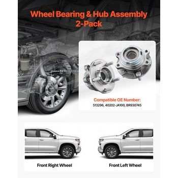 2PCS Front Wheel Bearing & Hub Assembly Fit for 2019 INFINITI QX50 Autograph Essential Luxe ProACTIVE Sport Utility Nissan Maxima Advance Sedan 4-Door OEM 513296, Wheel Bearing Hub Assembly Set