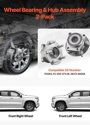 2PCS Front Wheel Bearing & Hub Assembly Fit for 2014 Subaru Forester 2.5i Convenience Limited Premium Sport Utility Impreza WRX Hatchback 4-Door 2.5L OEM 513303, Wheel Bearing Hub Assembly Set