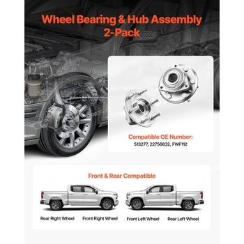 2PCS Front/Rear Wheel Bearing & Hub Assembly Fit for 2016-2017 Buick Enclave Convenience Leather Premium Sport Utility Chevy Traverse LS GMC Acadia OEM 513277, Wheel Bearing Hub Assembly Set