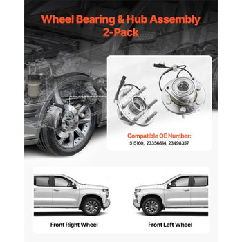 2PCS Front Wheel Bearing & Hub Assembly Fit for 2020 Cadillac Escalade Base Platinum Premium Luxury Sport Utility Chevy Suburban LS LT OEM 515160, Wheel Bearing Hub Assembly Set with ABS Sensor