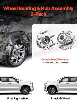 2PCS Front/Rear Wheel Bearing & Hub Assembly Fit for 2020 Chevy Impala LT Premier Sedan 2017 Equinox LS Sport Utility Buick Regal Cadillac XTS Livery Hearse OEM 513288, Wheel Bearing Hub Set