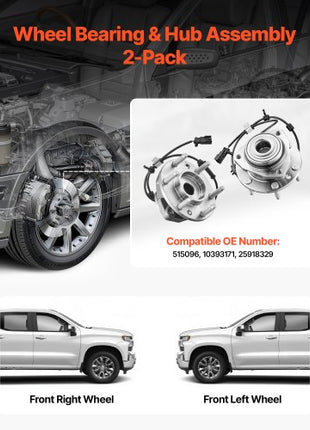 2PCS Front Wheel Bearing & Hub Assembly Fit for 2004-2007 Buick Rainier 2003-2006 Chevy SSR 2002-2009 GMC Envoy 2005-2009 Saab 9-7X OEM 513188, Wheel Bearing Hub Assembly Set with ABS Sensor