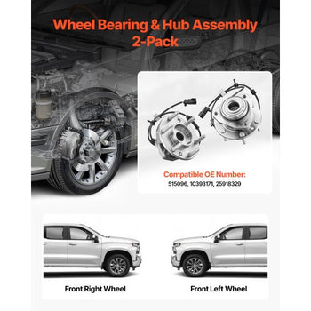 2PCS Front Wheel Bearing & Hub Assembly Fit for 2004-2007 Buick Rainier 2003-2006 Chevy SSR 2002-2009 GMC Envoy 2005-2009 Saab 9-7X OEM 513188, Wheel Bearing Hub Assembly Set with ABS Sensor
