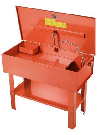 Parts Washer 40-Gallon, 17 Gallon Solvent Capacity, 1 Gallon per Minute Max Pump Output, Steel Cabinet Electric Pump Automotive Parts Washer Cleaner for Wheel Bearings, Gears, and Carburetors