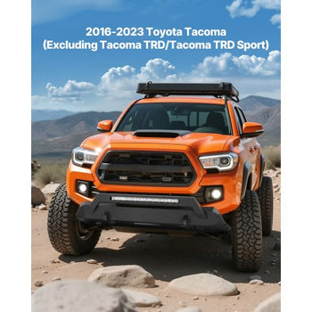 Front Bumper Compatible with 2016-2023 Toyota Tacoma (Excluding Tacoma TRD/Tacoma TRD Sport), Pickup Truck Bumper with LED Light Bar, Winch Plate & D-Rings Mounts, Heavy-Duty Steel Front Bumper with E-Coating