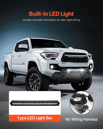 Front Bumper Compatible with 2016-2023 Toyota Tacoma (Excluding Tacoma TRD/Tacoma TRD Sport), Pickup Truck Bumper with LED Light Bar, Winch Plate & D-Rings Mounts, Heavy-Duty Steel Front Bumper with E-Coating