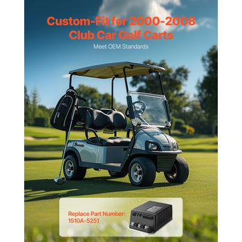 Golf Cart Speed Controller, 48V & 250A, DC Motor Controller Replacement for 2000-2008 Club Car Golf Carts, IP65 Rated Protection, Aluminum Alloy & ABS Housing, Compatible with 1510A-5251 Models