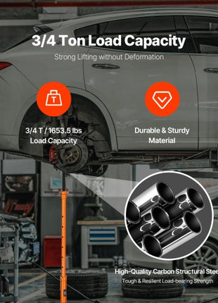 Underhoist Support Stand, 3/4 Ton Capacity Under Hoist Jack Stand, Lifting from 38.4 to 75.4 in, Bearing Mounted Spin Handle, Self-Locking Threaded Screw, Two Wheels, Support Vehicle Components