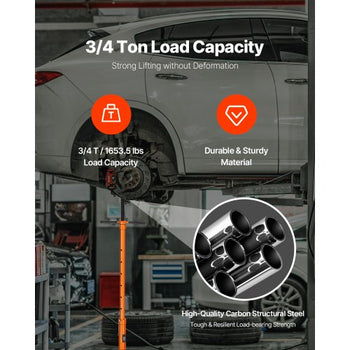 Underhoist Support Stand, 3/4 Ton Capacity Under Hoist Jack Stand, Lifting from 38.4 to 75.4 in, Bearing Mounted Spin Handle, Self-Locking Threaded Screw, Two Wheels, Support Vehicle Components
