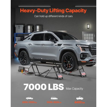 Car Lift, 7000 lbs Capacity Car Lifts for Home Garage, 3-Level Adjustable with 29.4" Lift Height & Remote Control, Auto Lock Portable Car Lift with 4 Rubber Pads & 4 Lifting Columns