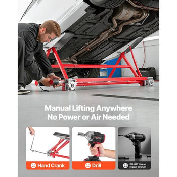 Portable Car Lift, 4400 lbs Capacity, Heavy Duty Steel Quick Lift with 23" Max Height, Adjustable Width and Wheels, Manual Lifting for Cars, Compact SUVs, Mini Trucks, Home Garage or Shop Use