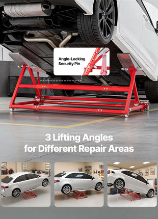Portable Car Lift, 4400 lbs Capacity, Heavy Duty Steel Quick Lift with 23" Max Height, Adjustable Width and Wheels, Manual Lifting for Cars, Compact SUVs, Mini Trucks, Home Garage or Shop Use