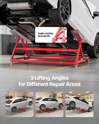 Portable Car Lift, 4400 lbs Capacity, Heavy Duty Steel Quick Lift with 23" Max Height, Adjustable Width and Wheels, Manual Lifting for Cars, Compact SUVs, Mini Trucks, Home Garage or Shop Use