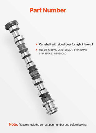 Engine Camshaft, 5184380AF 05184380AH 5184380AD 5184380AE 5184380AG Cam Replacement, for 2011-2015 Jeep Grand Cherokee, 2011-2014 Dodge Avenger, 2013-2018 Ram 1500, 3.6L