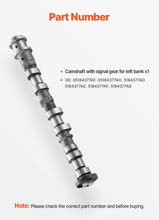 Engine Camshaft, 05184377AF 05184377AH 5184377AD 5184377AE 5184377AF 5184377AG Cam Replacement, Work with 2011-2015 Jeep Grand Cherokee, 2011-2019 Dodge Journey, 3.6L V6