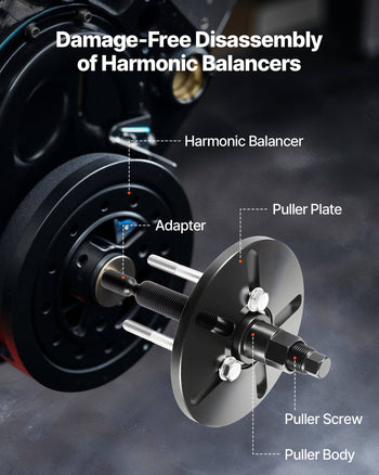 Harmonic Balancer Puller Removal & Install Tool Kit, All-Steel Harmonic Balancer Installer Set Tool Kit for Removing and Installing of Balancers, Flywheels, Crankshaft Pulleys, Steering Wheels