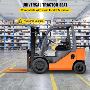 Universal Fold Down Forklift Seat with Retractable Safety Belt, Armrest,Adjustable Seat for Excavator, Forklift, Tractor, Skid Loader, Backhoe Dozer Telehandler