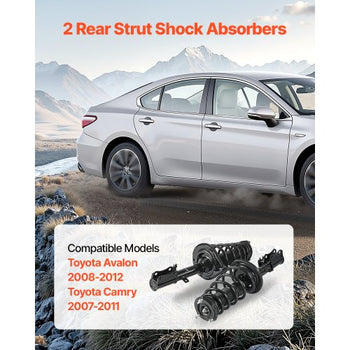 Rear Shock Absorber Strut Assembly, 2Pcs Shock and Strut Assembly with Stabilizer Bar & Coil Spring, Compatible with 2007-2011 Toyota Camry and 2008-2012 Toyota Avalon Models, OE 172401