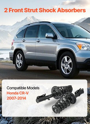 Front Shock Absorber Strut Assembly, 2Pcs Shock and Strut Assembly with Coil Spring, Compatible with 2007-2014 Honda CR-V, Automotive Replacement Struts, OE 272491/272492
