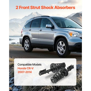 Front Shock Absorber Strut Assembly, 2Pcs Shock and Strut Assembly with Coil Spring, Compatible with 2007-2014 Honda CR-V, Automotive Replacement Struts, OE 272491/272492
