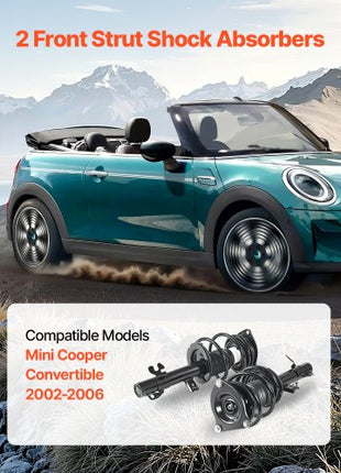 Front Shock Absorber Strut Assembly, 2Pcs Shock and Strut Assembly with Coil Spring, Compatible with 2002-2006 Mini Cooper Convertible, Automotive Replacement Struts for OE 172265 / 172266