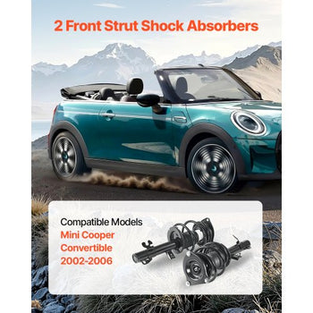 Front Shock Absorber Strut Assembly, 2Pcs Shock and Strut Assembly with Coil Spring, Compatible with 2002-2006 Mini Cooper Convertible, Automotive Replacement Struts for OE 172265 / 172266
