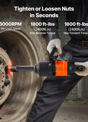 1 Inch Air Impact Wrench, Up to 1800 ft-lbs Nut-Busting Torque, 18.7 lbs Lightweight Pneumatic Impact Gun with 6" Extended Anvil for Heavy Duty Repairs and Maintenance