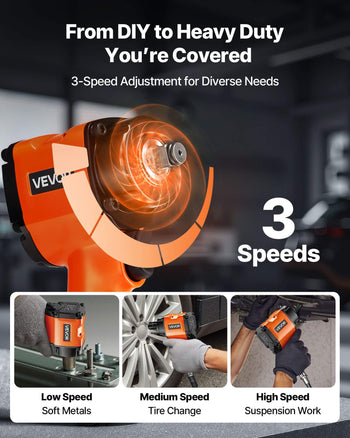 1/2-Inch Air Impact Wrench, Up to 738 ft-lbs Nut-busting Torque, Stubby Size & Lightweight Pneumatic Impact Gun for Auto Repairs and Maintenance