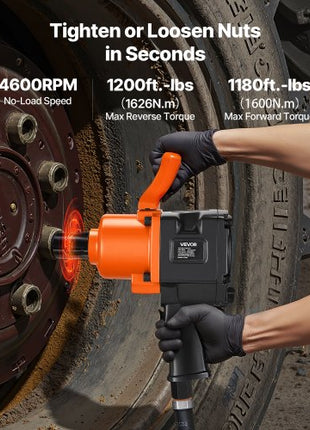1 Inch Air Impact Wrench, Up to 1200 ft-lbs Nut-Busting Torque, 16.4 lbs Lightweight Pneumatic Impact Gun with Double Handles for Heavy Duty Repairs and Maintenance