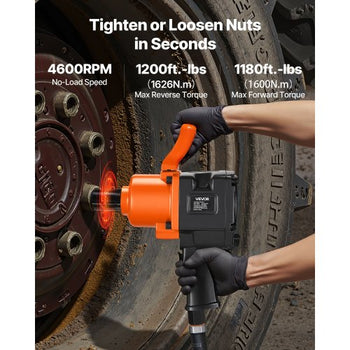 1 Inch Air Impact Wrench, Up to 1200 ft-lbs Nut-Busting Torque, 16.4 lbs Lightweight Pneumatic Impact Gun with Double Handles for Heavy Duty Repairs and Maintenance