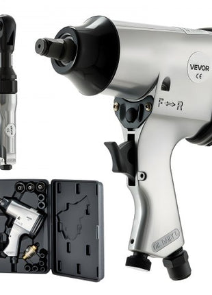 1/2" Air Impact Wrench & 3/8" Ratchet Wrench Combo, 19 Pieces Pro Air Tool and Accessories Kit - Includes 10PCS CR-V Steel Impact Socket Set & Carrying Case for Auto Repair, Home DIY Projects