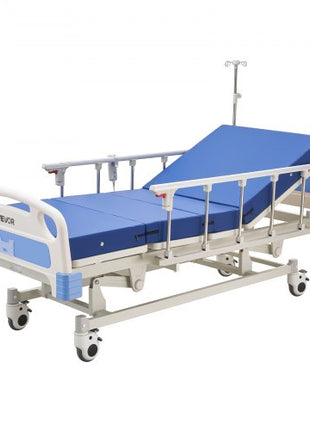 Premium 3 Function Full Electric Hospital Bed, ICU Electric Medical Bed with Backrest, Legrest & Height Adjustment, 5" Locking Casters, High-Density Mattress for Home Hospital, 550LBS Loading