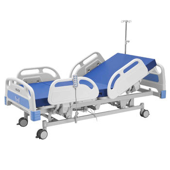Premium 5 Function Full Electric Hospital Bed, ICU Electric Medical Bed with Trendelenburg & Reverse Trendelenburg, 5" Locking Casters & High-Density Mattress for Home Hospital, 550LBS Loading