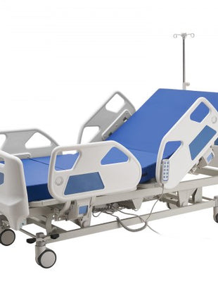 Premium 5 Function Full Electric Hospital Bed, ICU Electric Medical Bed with Trendelenburg & Reverse Trendelenburg and Central Locking System with 5" Casters for Home Hospital, 550LBS Loading