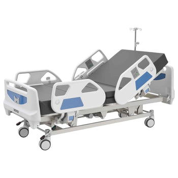 Premium 5 Function Full Electric Hospital Bed, ICU Medical Bed with Cardiac Chair, CPR, Trendelenburg & Reverse Trendelenburg, Central Locking System with 5" Casters for Home Hospital, 550LBS
