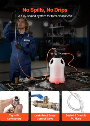 Transmission Fluid Pump, 8 L Pneumatic Oil Fluid Extractor, ATF Refill Dispenser Transfer Pump with 15 ATF Adapters, Oil Extractor Dispenser with HDPE Tank for Cars, Boats, Lawn Mowers